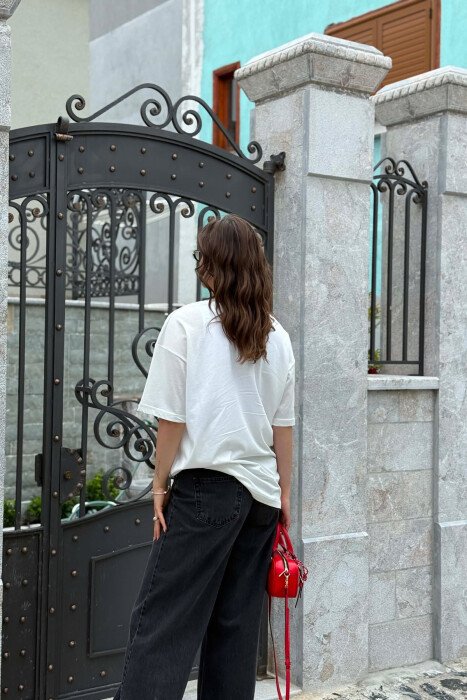 ONE COLOR SIMPLE WOMAN T-SHIRT + 6 PAIR SOCKS WHITE-E BARDHE - 8