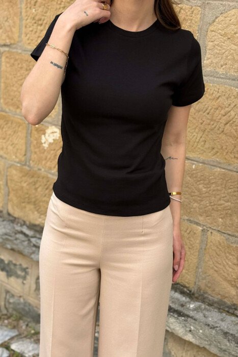 ONE COLOR SIMPLE WOMAN T-SHIRT BLACK/ E ZEZE - 3