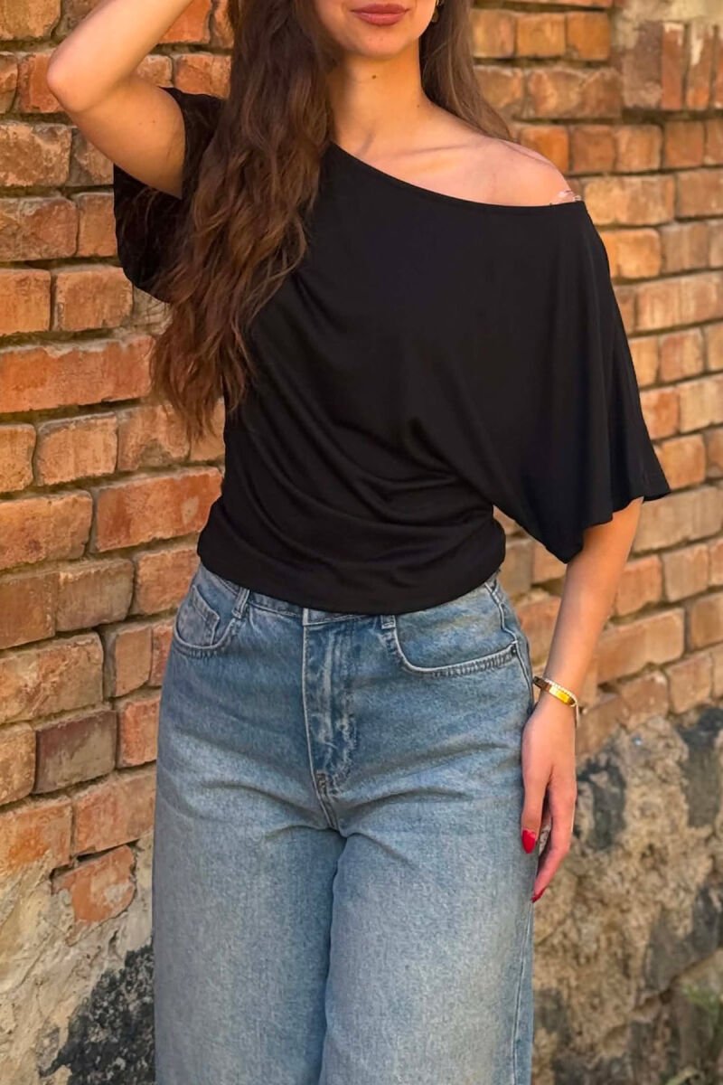 ONE COLOR SIMPLE WOMAN T-SHIRT BLACK/ E ZEZE - 4