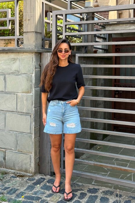 ONE COLOR SIMPLE WOMAN T-SHIRT BLACK/ E ZEZE - 2