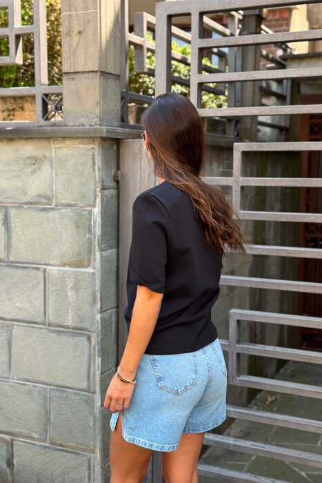 ONE COLOR SIMPLE WOMAN T-SHIRT BLACK/ E ZEZE - 4