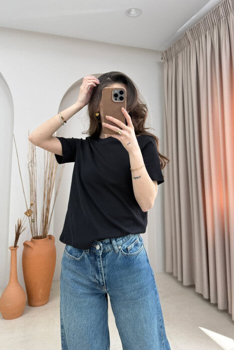 ONE COLOR SIMPLE WOMAN T-SHIRT BLACK/ E ZEZE - 