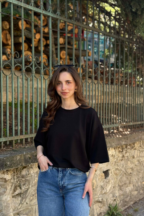 ONE COLOR SIMPLE WOMAN T-SHIRT BLACK/ E ZEZE - 