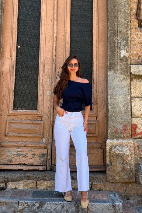 ONE COLOR SIMPLE WOMAN T-SHIRT BLUE/BLU - 5