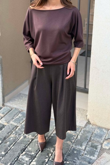 ONE COLOR SIMPLE WOMAN T-SHIRT BROWN/KAFE - 4