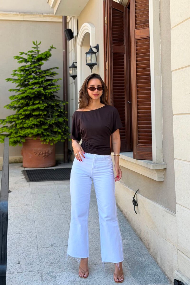 ONE COLOR SIMPLE WOMAN T-SHIRT BROWN/KAFE - 4