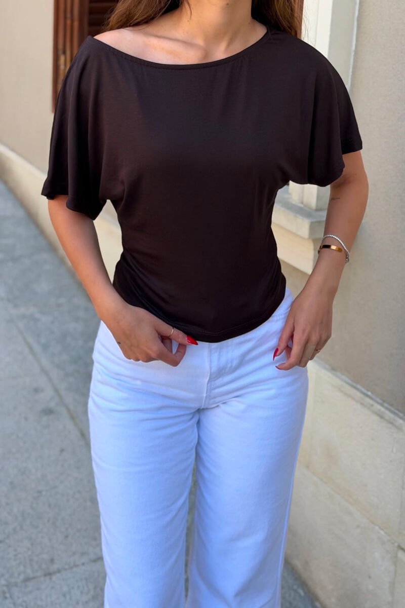 ONE COLOR SIMPLE WOMAN T-SHIRT BROWN/KAFE - 6