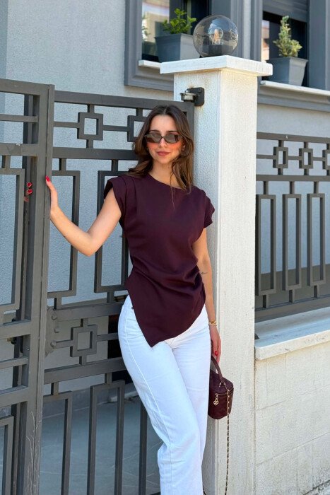 ONE COLOR SIMPLE WOMAN TANK TOP BURGUNDY/VISHNJE - 1