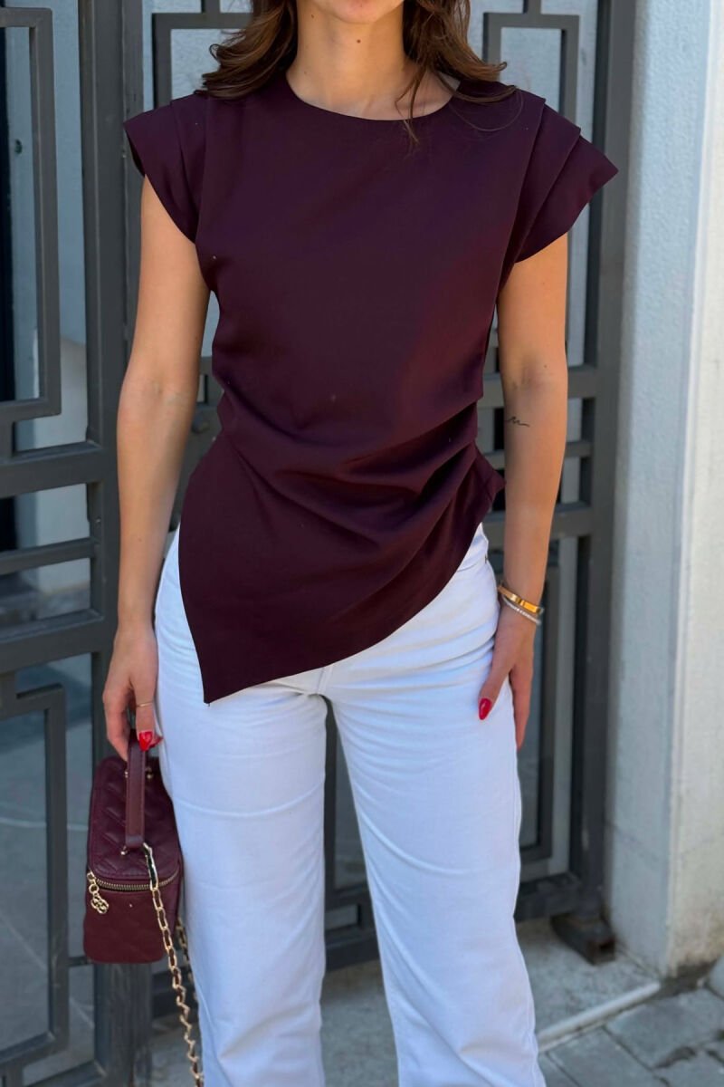 ONE COLOR SIMPLE WOMAN TANK TOP BURGUNDY/VISHNJE - 3