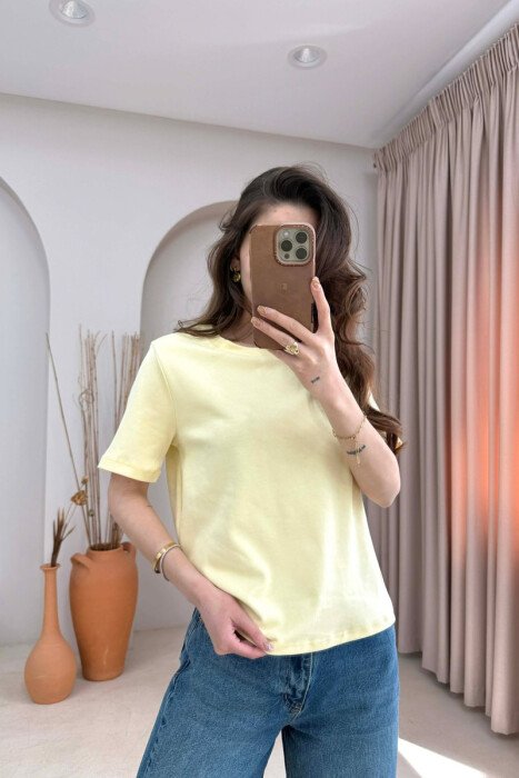 ONE COLOR SIMPLE WOMAN T-SHIRT LEMON/ LIMON - 