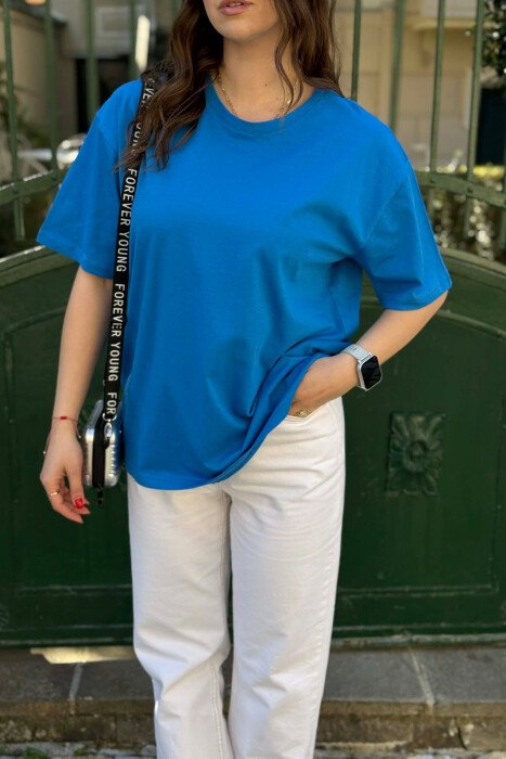 ONE COLOR SIMPLE WOMAN T-SHIRT + 6 PAIR SOCKS BLUE/BLU - 3