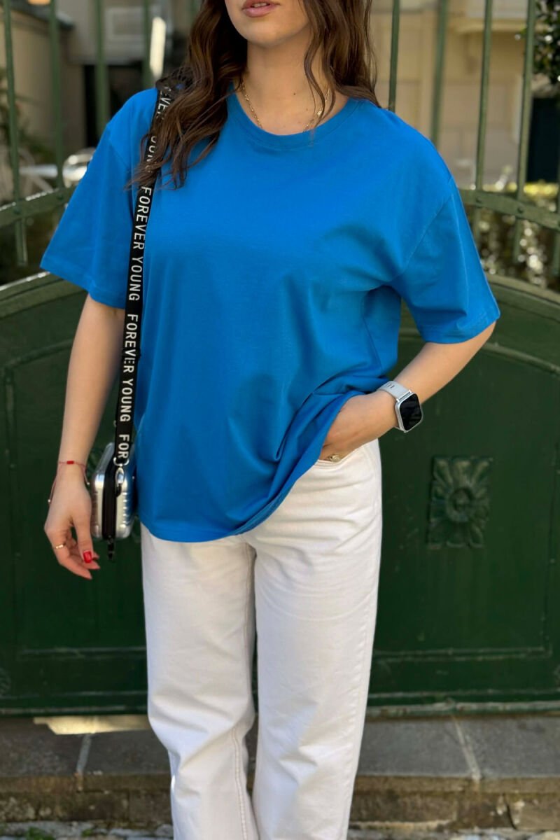 ONE COLOR SIMPLE WOMAN T-SHIRT + 6 PAIR SOCKS BLUE/BLU - 3