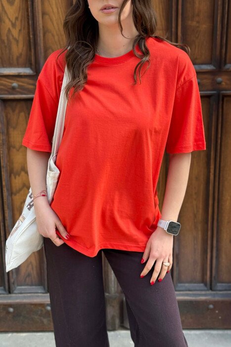 ONE COLOR SIMPLE WOMAN T-SHIRT + 6 PAIR SOCKS DARK ORANGE/POE - 4
