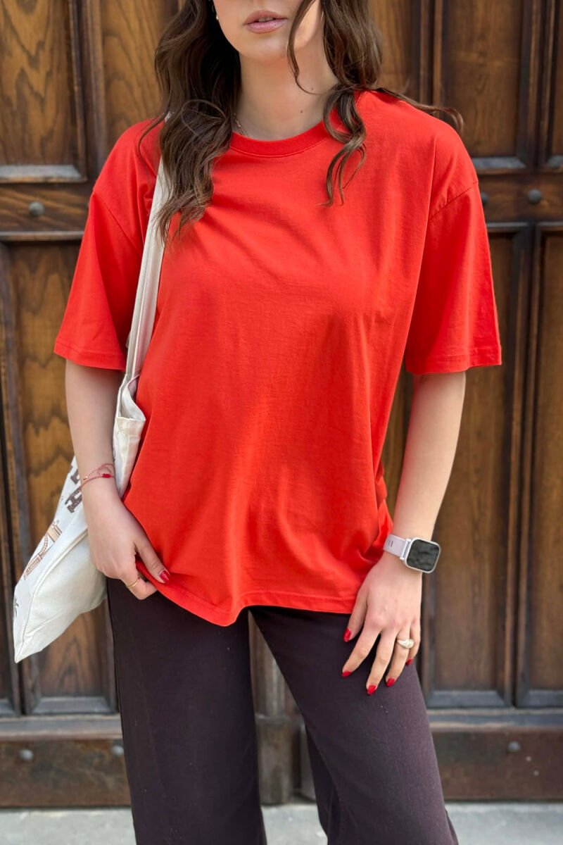 ONE COLOR SIMPLE WOMAN T-SHIRT + 6 PAIR SOCKS DARK ORANGE/POE - 4