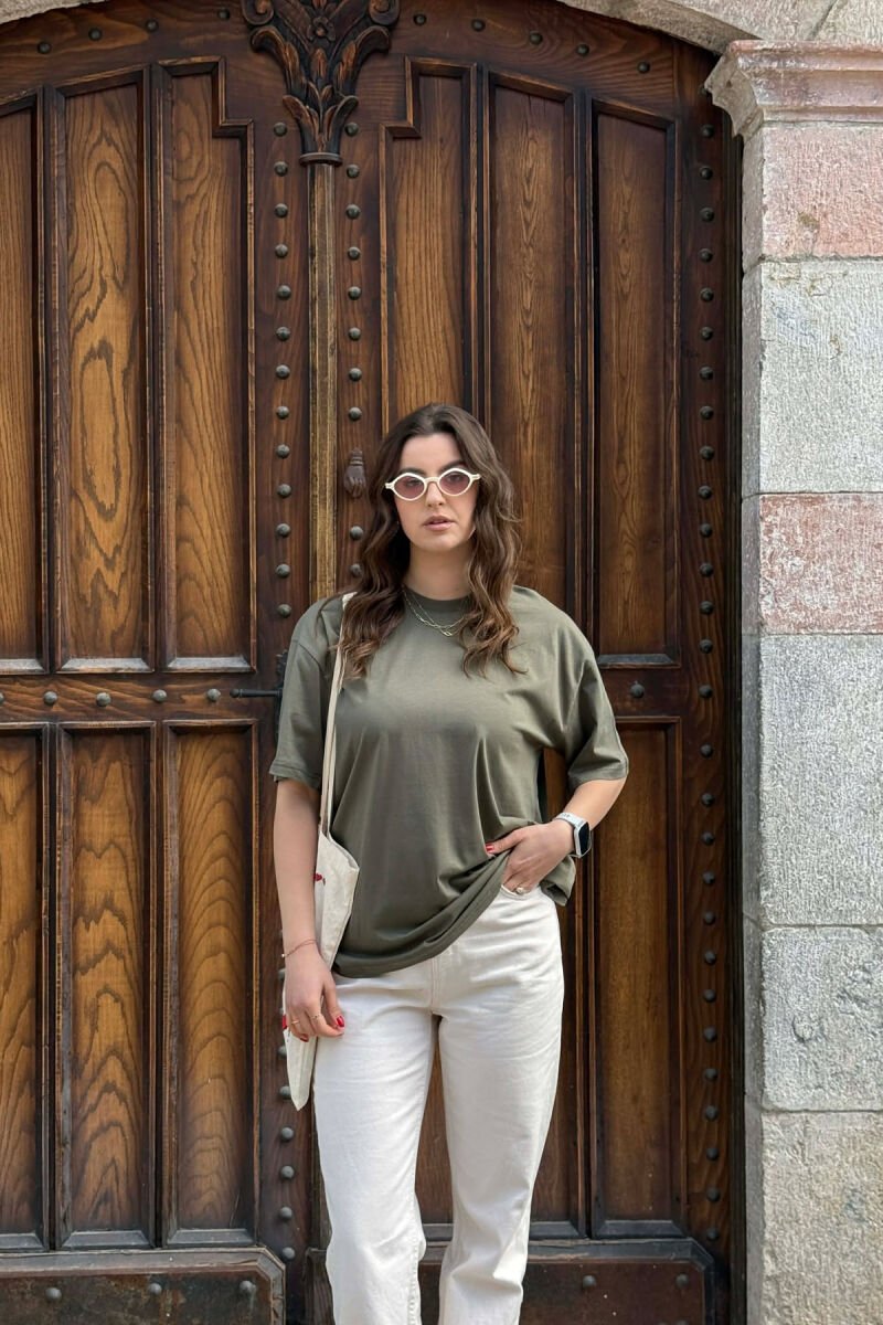 ONE COLOR SIMPLE WOMAN T-SHIRT + 6 PAIR SOCKS GREEN/JESHILE - 1