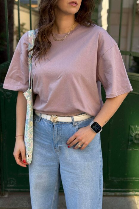 ONE COLOR SIMPLE WOMAN T-SHIRT + 6 PAIR SOCKS LIGHT PURPLE/LEZB - 4