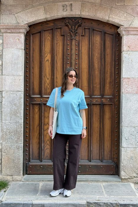 ONE COLOR SIMPLE WOMAN T-SHIRT + 6 PAIR SOCKS LIGHTBLUE/BZ - 6
