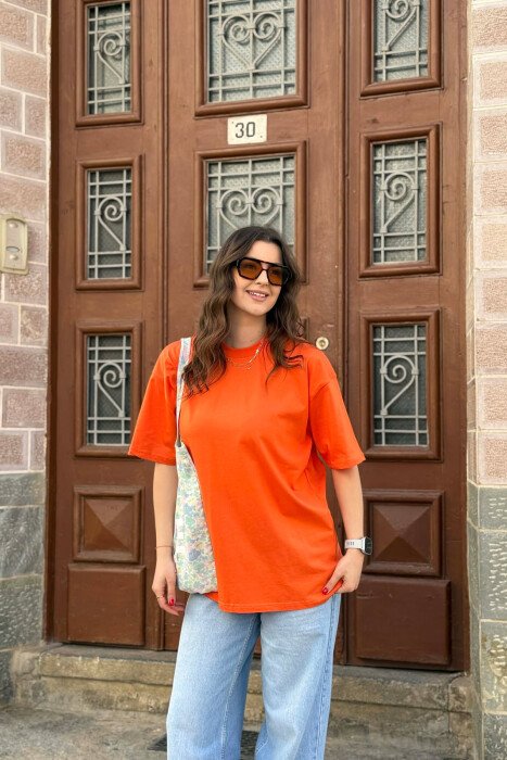 ONE COLOR SIMPLE WOMAN T-SHIRT + 6 PAIR SOCKS ORANGE/PORTOKALLI - 1