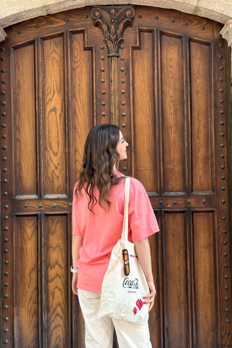 ONE COLOR SIMPLE WOMAN T-SHIRT + 6 PAIR SOCKS PINK/ROZE - 3