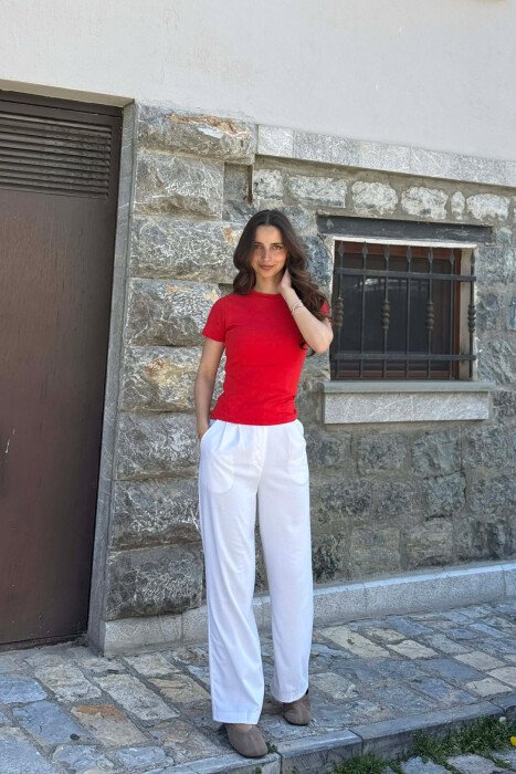 ONE COLOR SIMPLE WOMAN T-SHIRT RED/E KUQE - 4