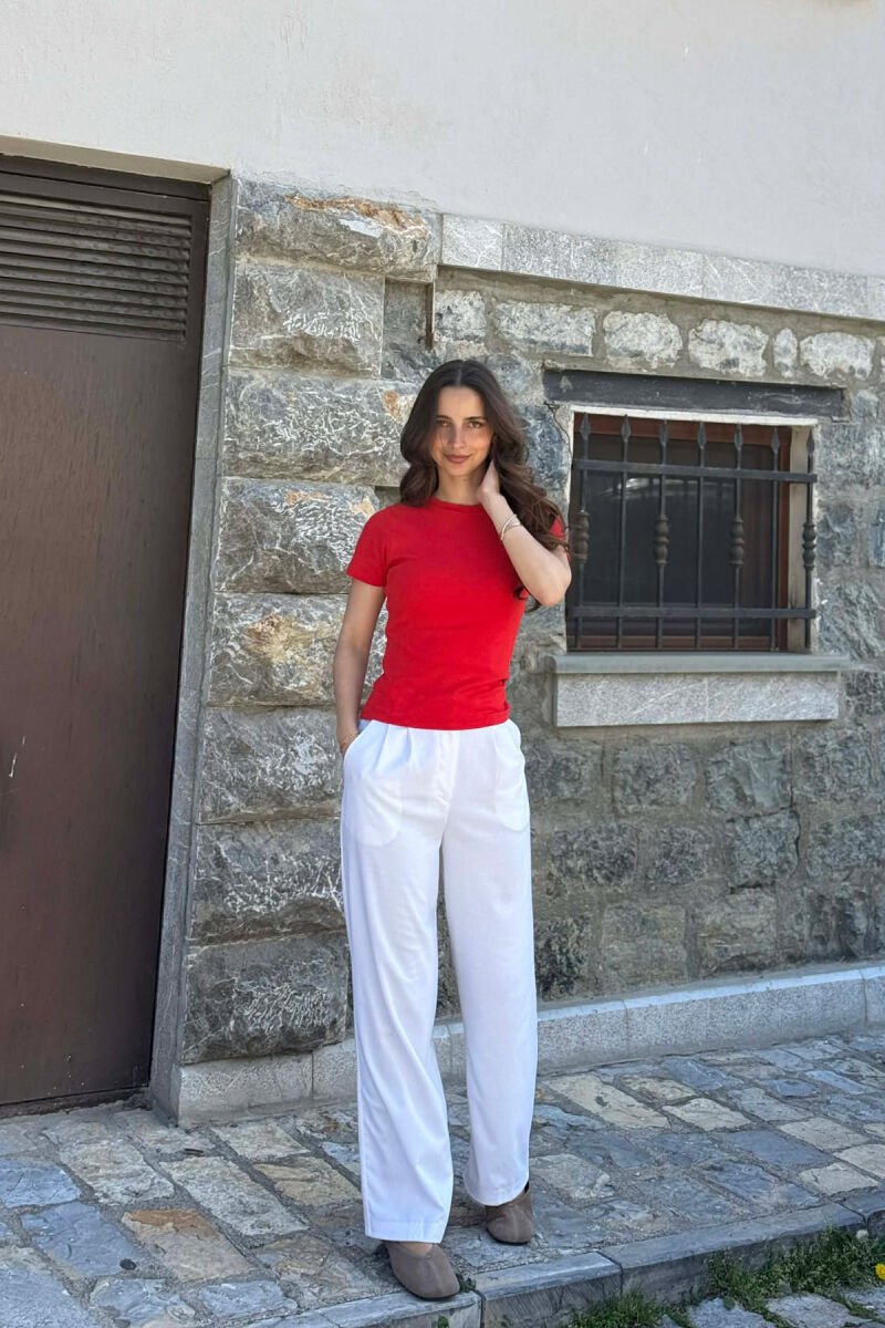 ONE COLOR SIMPLE WOMAN T-SHIRT RED/E KUQE - 4
