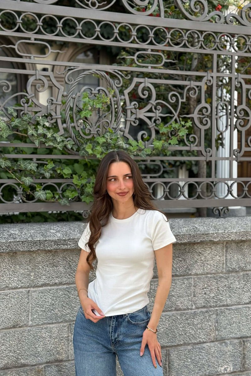 ONE COLOR SIMPLE WOMAN T-SHIRT WHITE-E BARDHE - 1