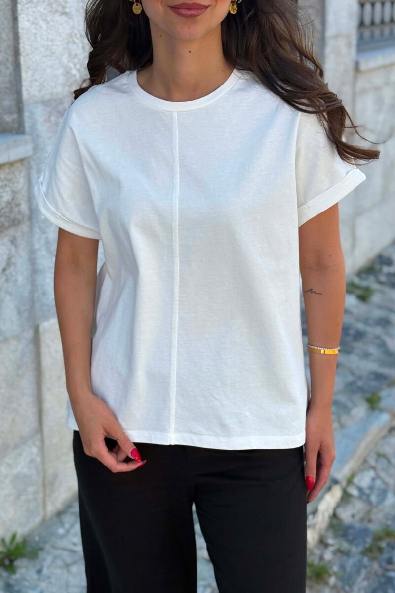 ONE COLOR SIMPLE WOMAN T-SHIRT WHITE-E BARDHE - 3