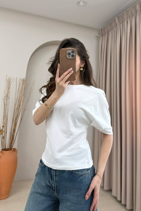 ONE COLOR SIMPLE WOMAN T-SHIRT WHITE-E BARDHE - 