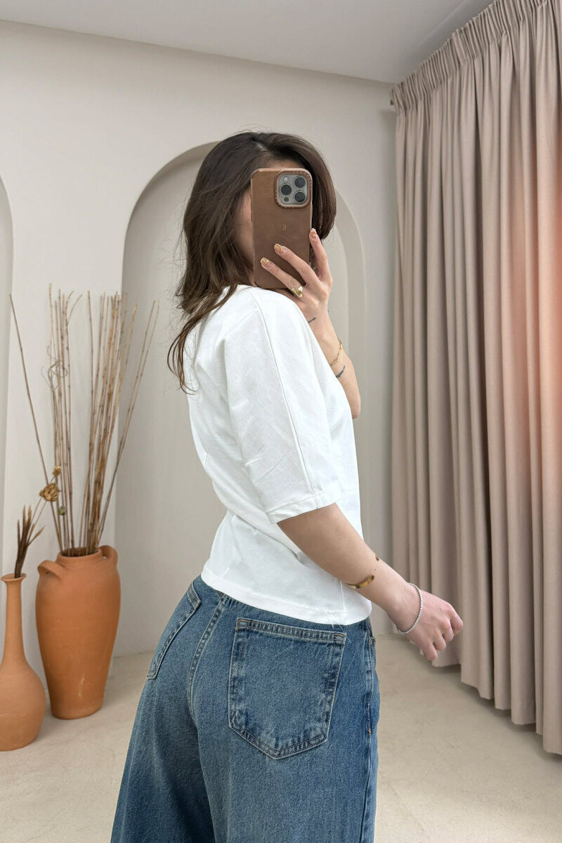 ONE COLOR SIMPLE WOMAN T-SHIRT WHITE-E BARDHE - 4