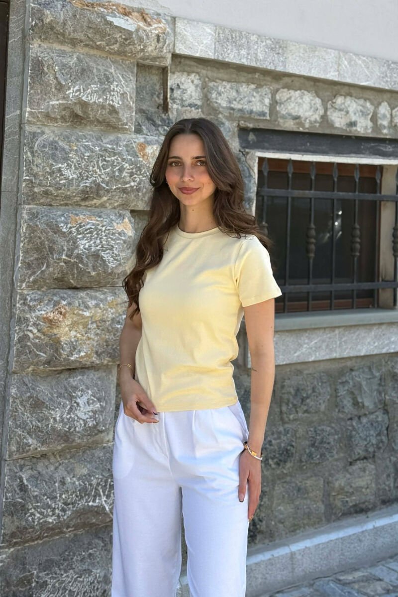 ONE COLOR SIMPLE WOMAN T-SHIRT YELLOW/E VERDHE - 2