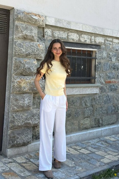ONE COLOR SIMPLE WOMAN T-SHIRT YELLOW/E VERDHE - 3