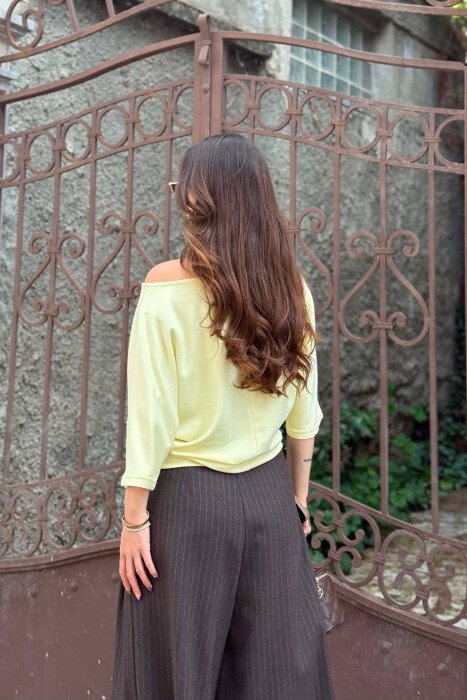 ONE COLOR SIMPLE WOMAN T-SHIRT YELLOW/E VERDHE - 4