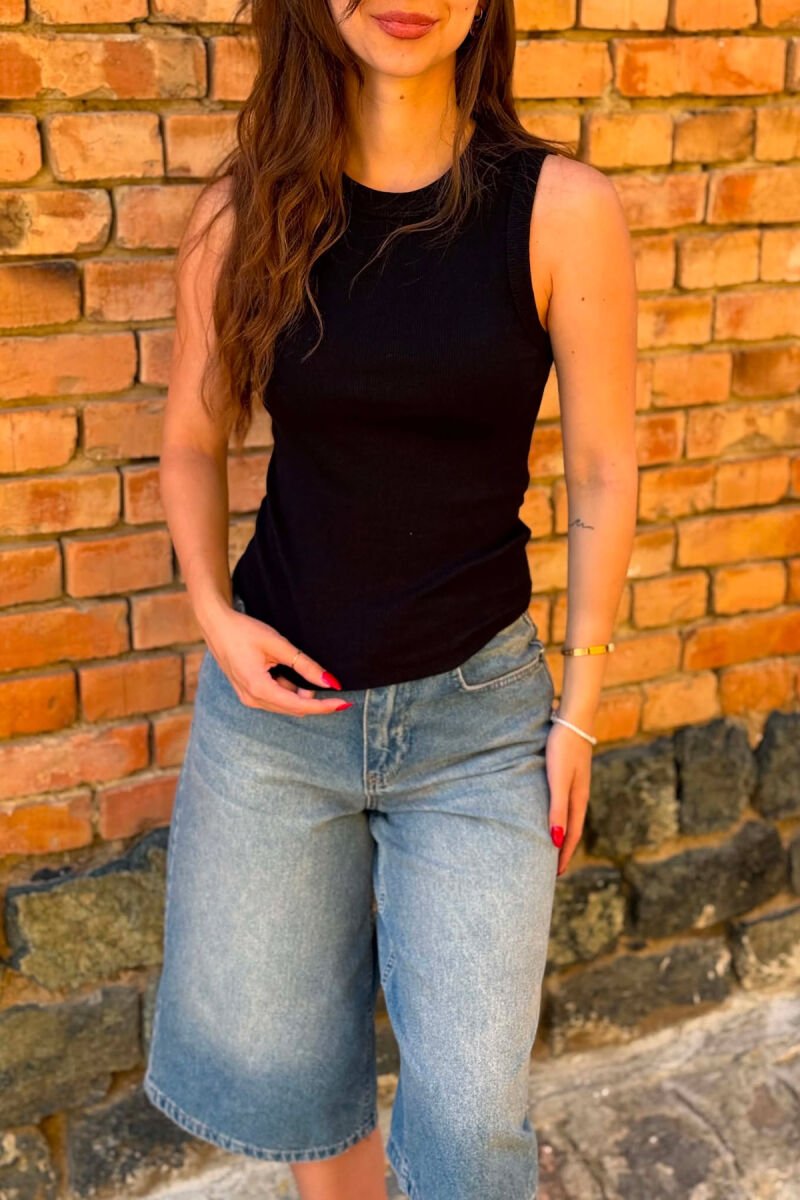 ONE COLOR SIMPLE WOMAN TANK TOP BLACK/ E ZEZE - 2