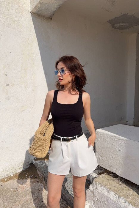 ONE COLOR SIMPLE WOMAN TANK TOP BLACK/ E ZEZE - KLAUDIO FASHION
