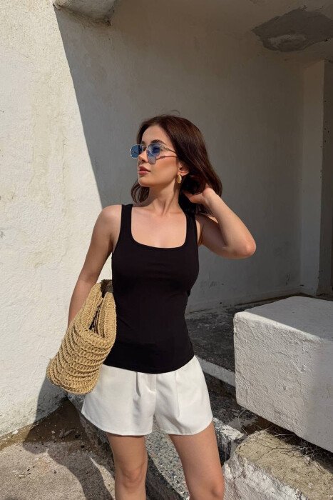ONE COLOR SIMPLE WOMAN TANK TOP BLACK/ E ZEZE - 2