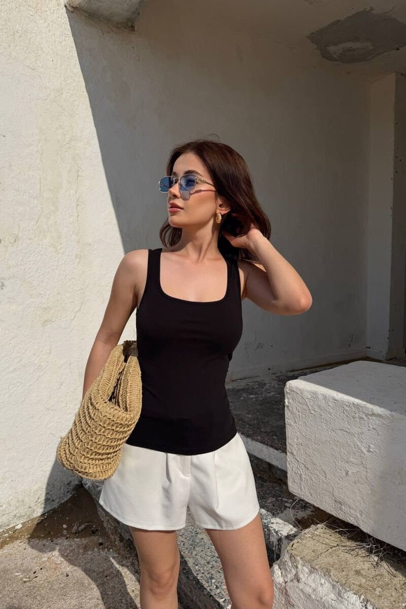 ONE COLOR SIMPLE WOMAN TANK TOP BLACK/ E ZEZE - 2