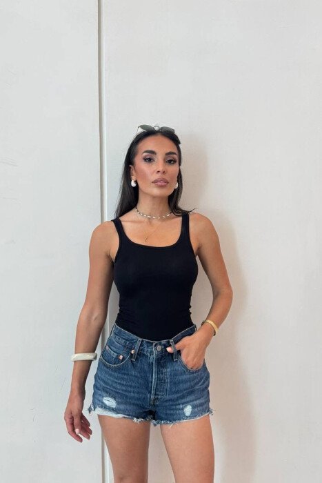 ONE COLOR SIMPLE WOMAN TANK TOP BLACK/ E ZEZE 