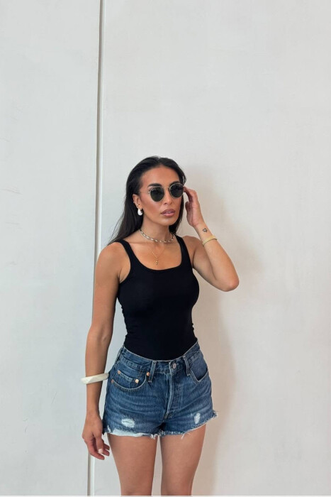 ONE COLOR SIMPLE WOMAN TANK TOP BLACK/ E ZEZE - 2