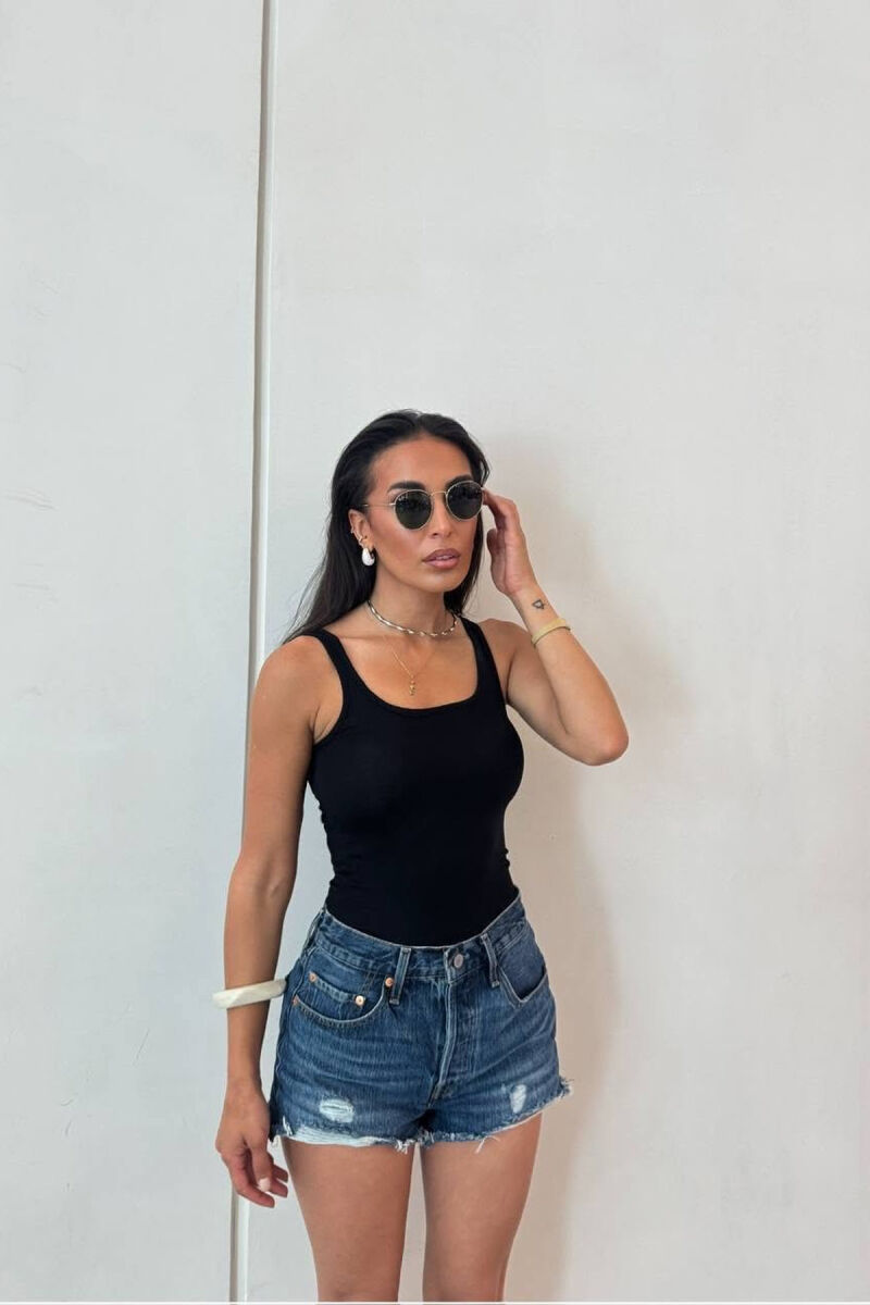 ONE COLOR SIMPLE WOMAN TANK TOP BLACK/ E ZEZE - 2