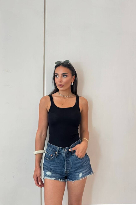 ONE COLOR SIMPLE WOMAN TANK TOP BLACK/ E ZEZE - 3