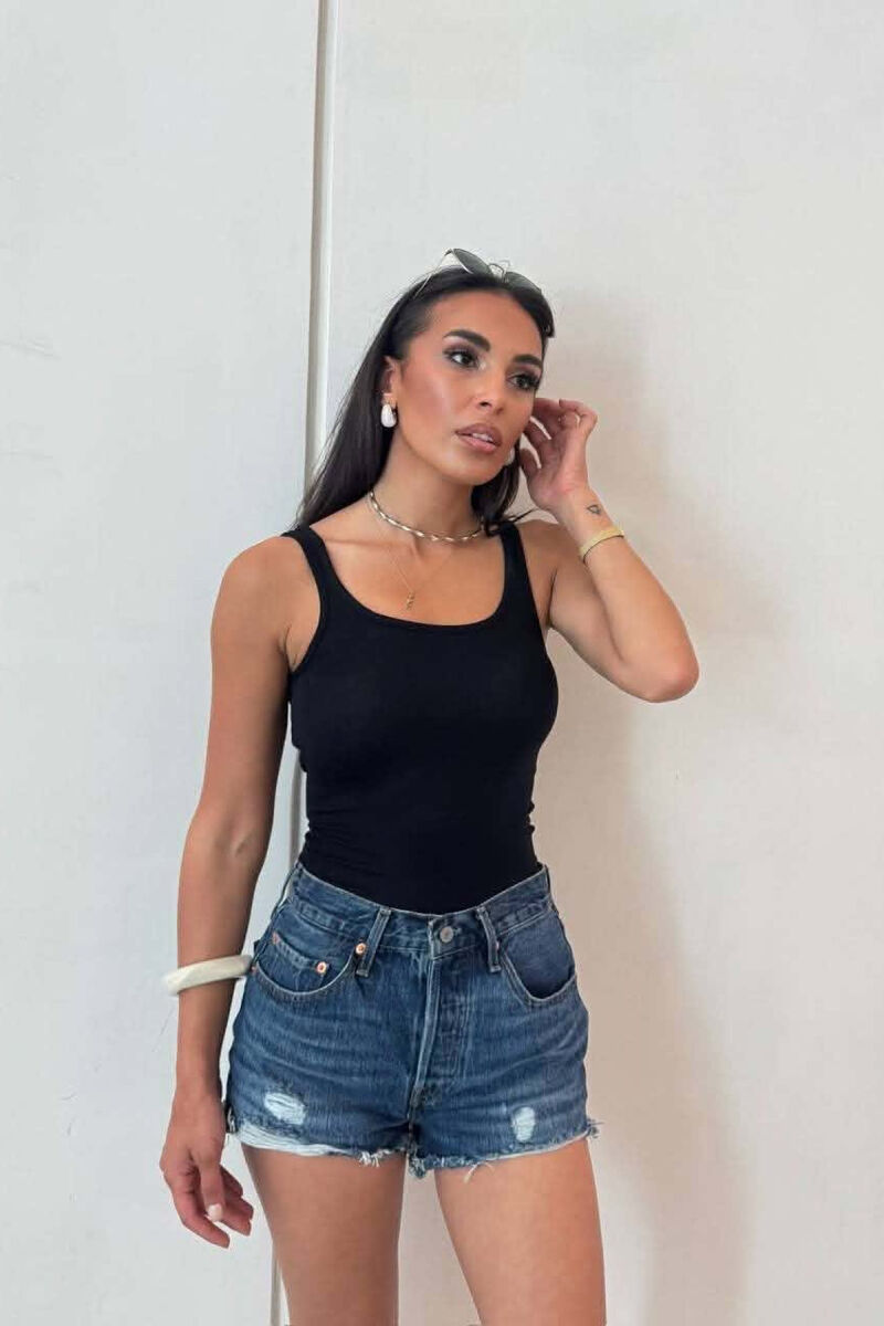 ONE COLOR SIMPLE WOMAN TANK TOP BLACK/ E ZEZE - 4