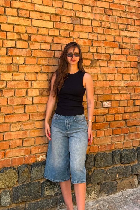 ONE COLOR SIMPLE WOMAN TANK TOP BLACK/ E ZEZE - KLAUDIO FASHION