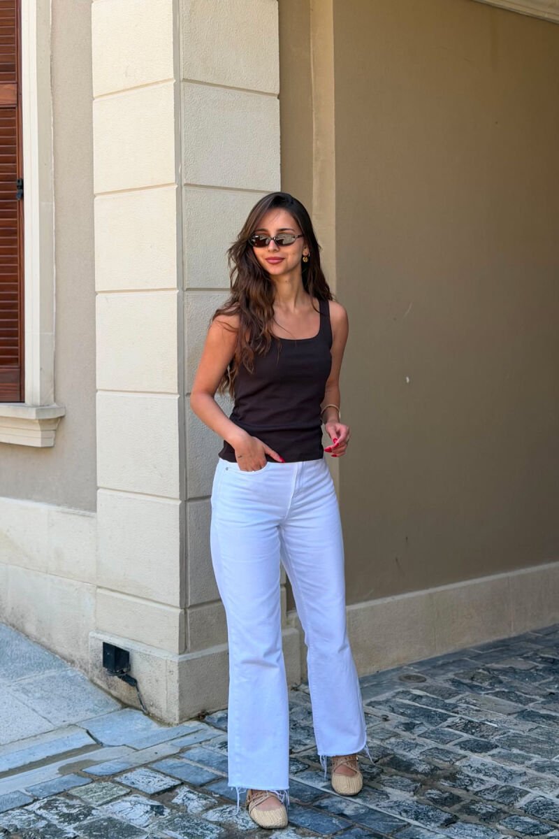 ONE COLOR SIMPLE WOMAN TANK TOP BROWN/KAFE - 5