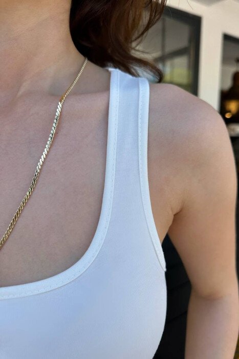 ONE COLOR SIMPLE WOMAN TANK TOP CREAM/KREM - 2