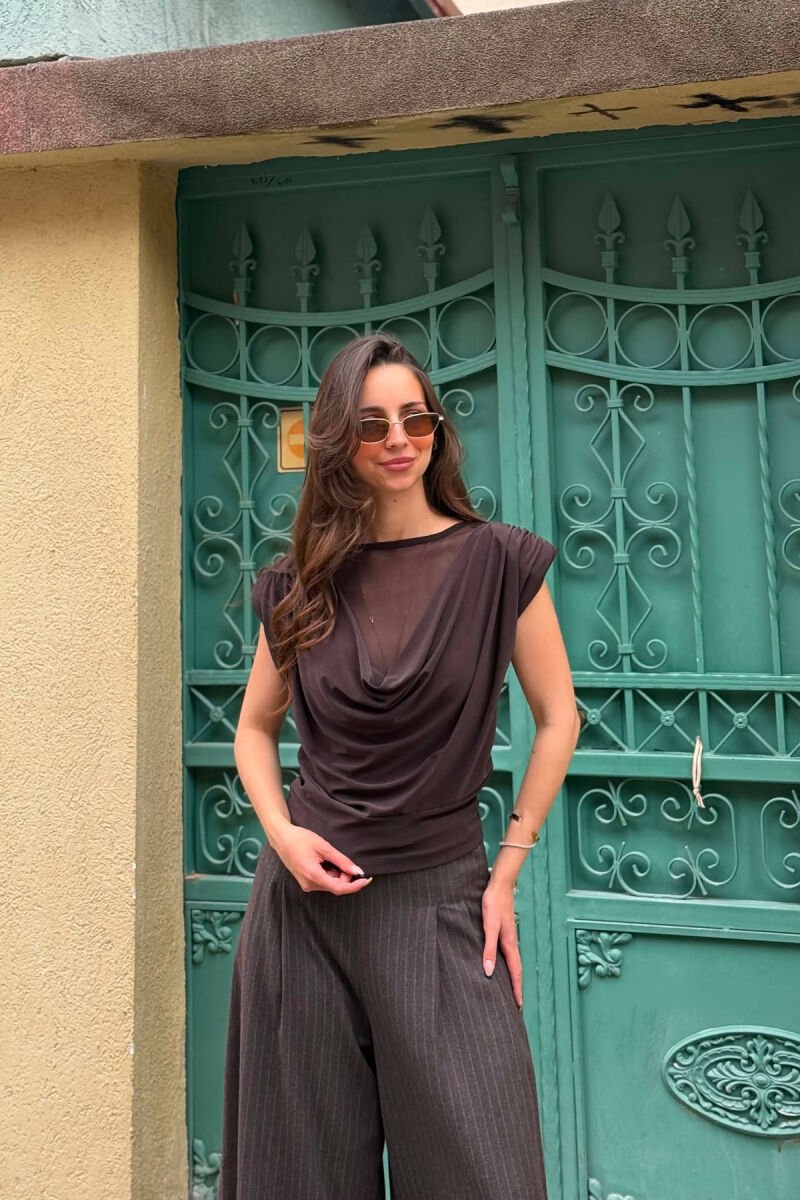 ONE COLOR SIMPLE WOMAN TANK TOP DARK BROWN/KAE - 1