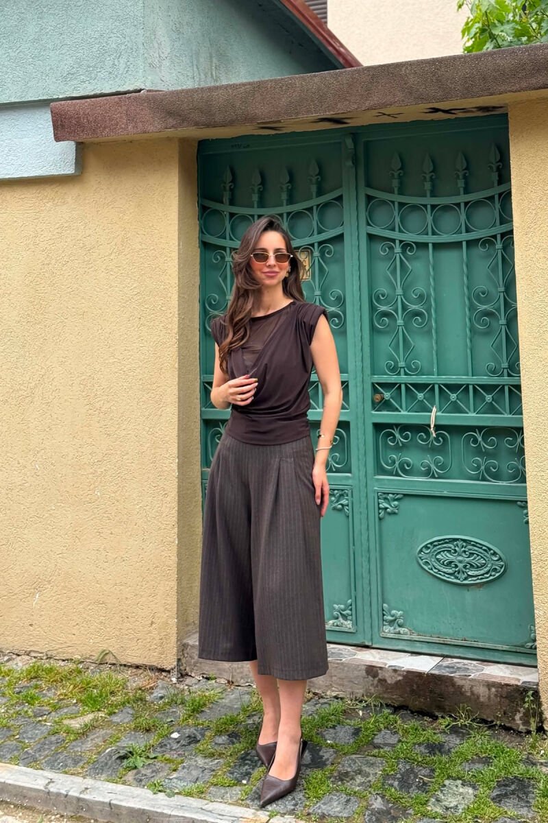 ONE COLOR SIMPLE WOMAN TANK TOP DARK BROWN/KAE - 4