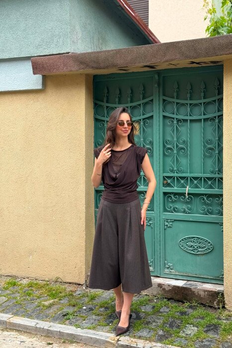 ONE COLOR SIMPLE WOMAN TANK TOP DARK BROWN/KAE - 6