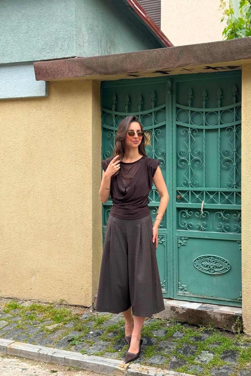ONE COLOR SIMPLE WOMAN TANK TOP DARK BROWN/KAE - 6