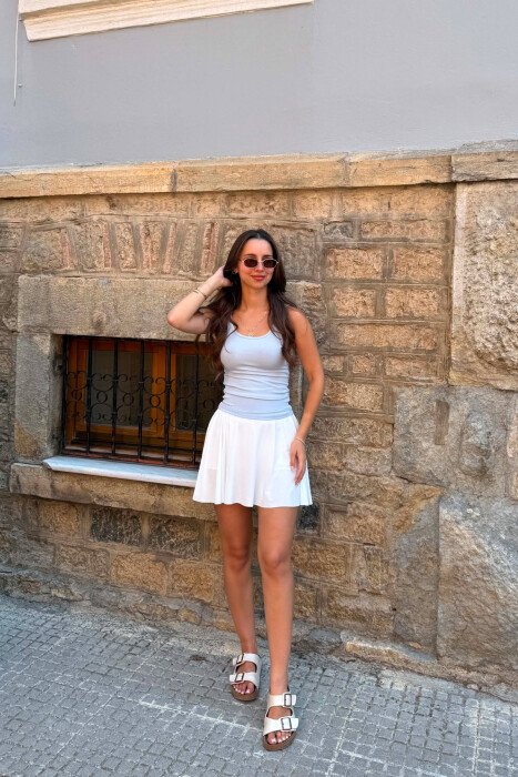 ONE COLOR SIMPLE WOMAN TANK TOP LIGHTBLUE/BZ - 1