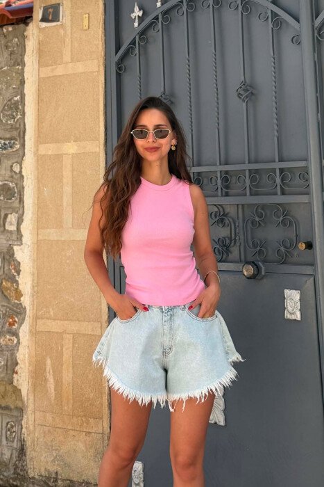 ONE COLOR SIMPLE WOMAN TANK TOP PINK/ROZE - KLAUDIO FASHION